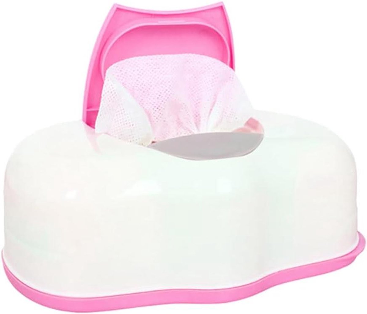 Dispenser Vochtige Doekjes - Doekjesbox Houder - Hygiënisch Gebruik - Stofdicht Deksel - Ruimte voor 80 Doekjes - Roze