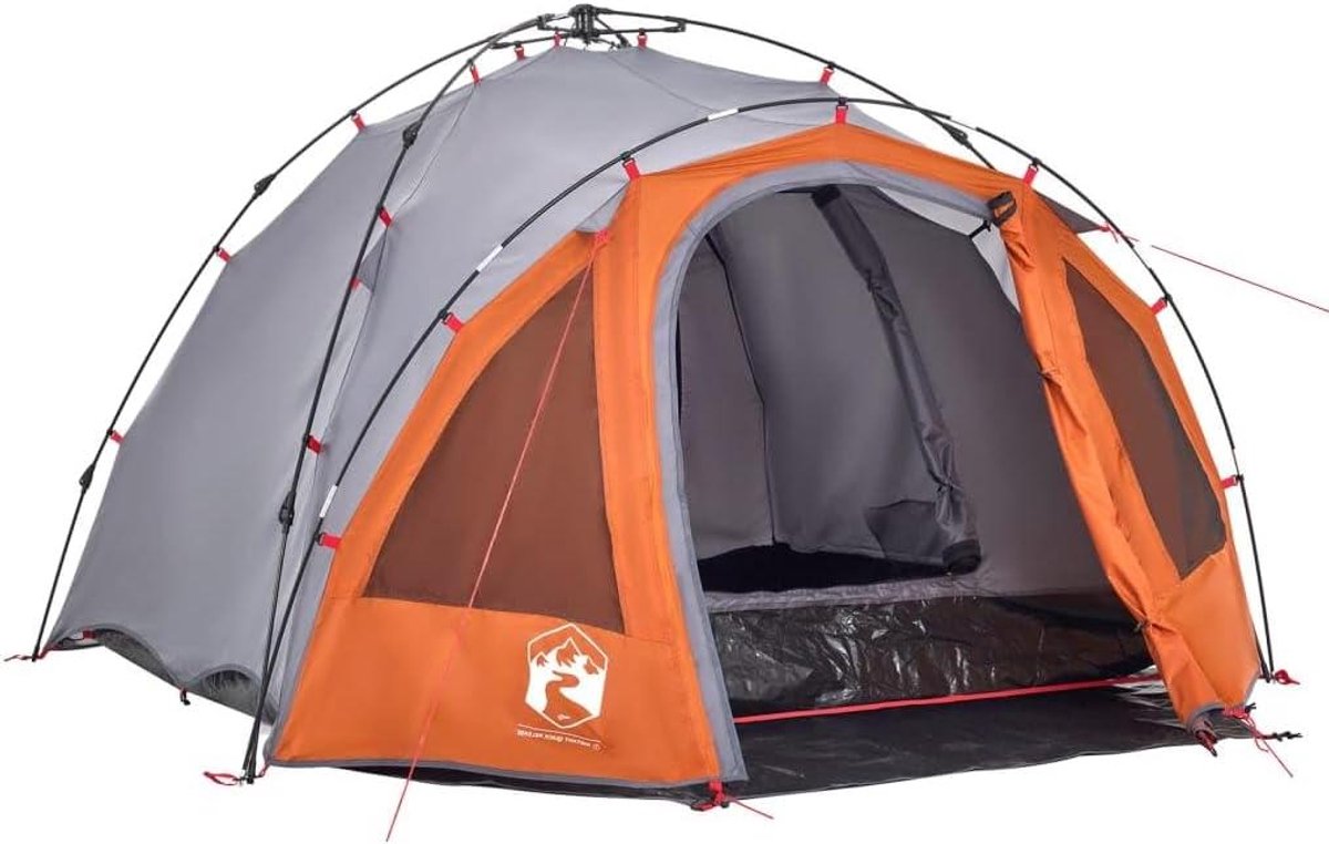 Kampeertent - Koepeltent - Buitenavonturen - Snel op te zetten - 3 personen - Grijs en oranje