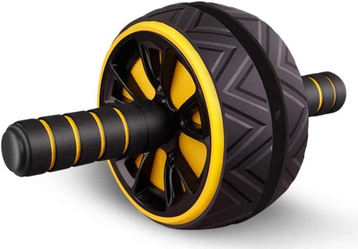 Abdominale Oefenrol - Buikwiel - Spieropbouw Training - Automatische Rebound Functie - 3.5 Inch Wiel - Geel