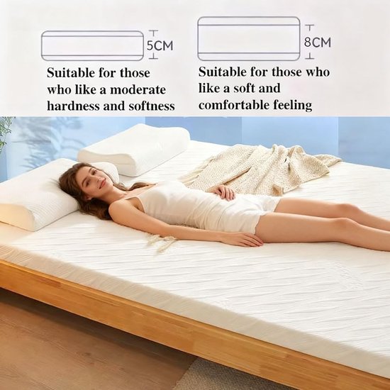 Oprolbare Campingmatras - Draagbare Futon - Comfortabel Slapen - Traagschuim Vulling - 60 x 100 cm - Wit — afbeelding 4