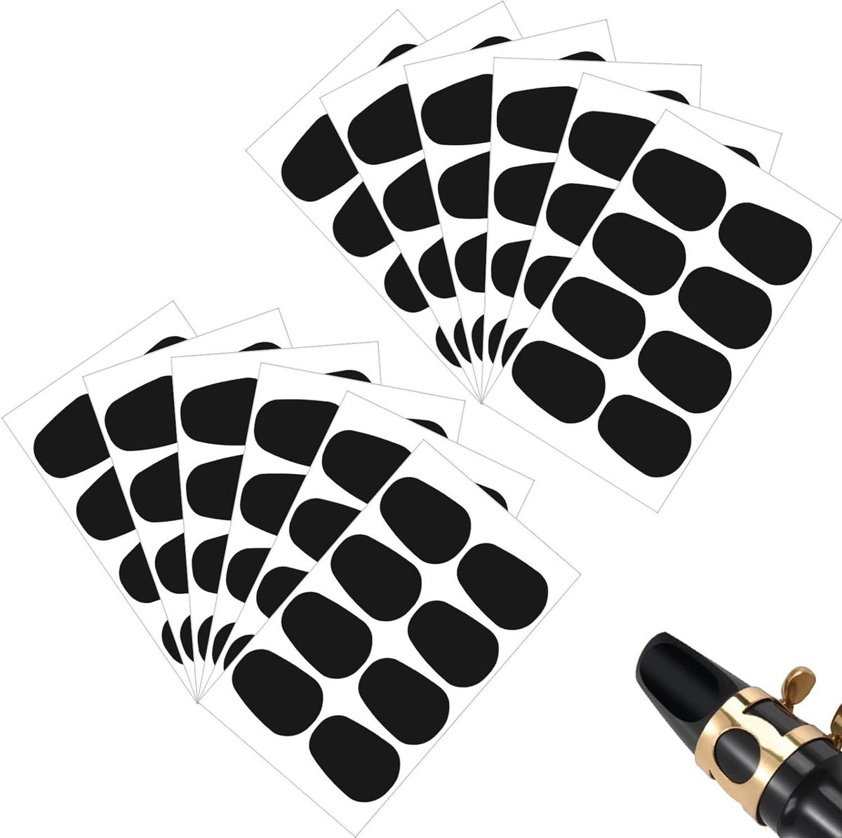 Mondstuk Pads - Saxofoon Klarinet - Instrument Bescherming - Zelfklevend Siliconen - 48 Stuks - Zwart