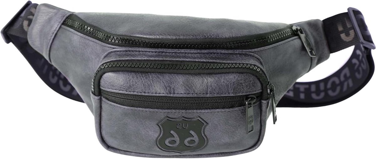 Heren Heuptas - Leren Tas - Dagelijks Gebruik - Meerdere Vakken - 28 cm Breed - Zwart