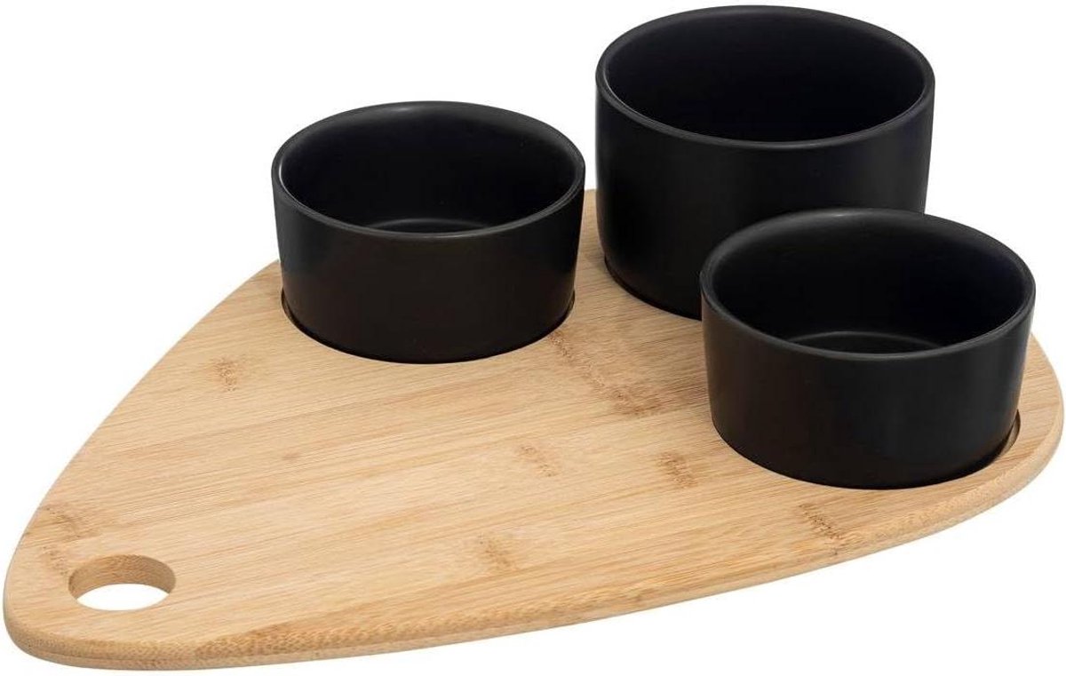 Aperitiefset bamboe - Hapjesplank set - Borrel Serveren - 4-delig - 35 cm - Zwart