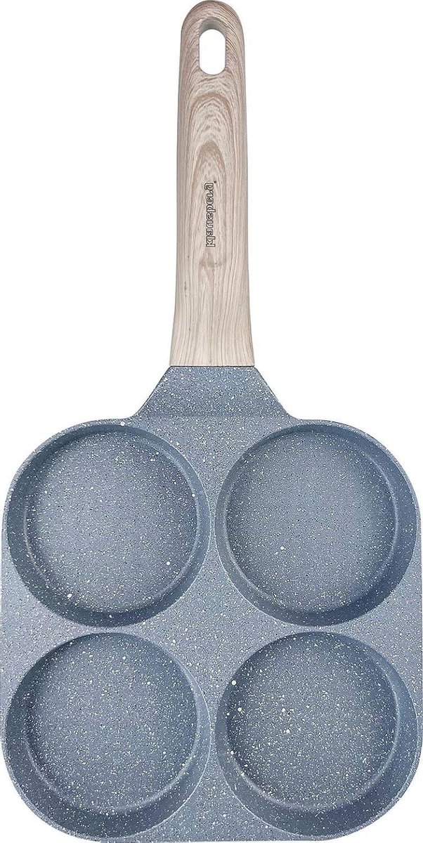 Pannenkoekenpan - 4-in-1 koekenpan - Ontbijt maken - Gemarmerde coating - 18 cm - Grijs
