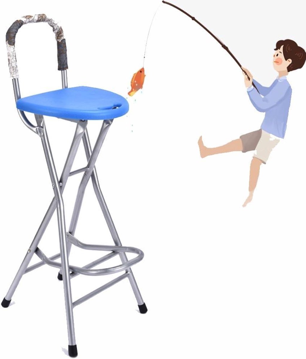 Opvouwbare Barkruk - Inklapbare Kruk - Buiten Zitten - Met Rugleuning - 71 cm Hoog - Blauw