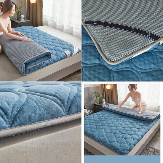 Vloermatras Futon - Oprolbare Mat - Comfortabel Slapen - Huidvriendelijke Stof - 90 x 200 cm - Grijs — afbeelding 4