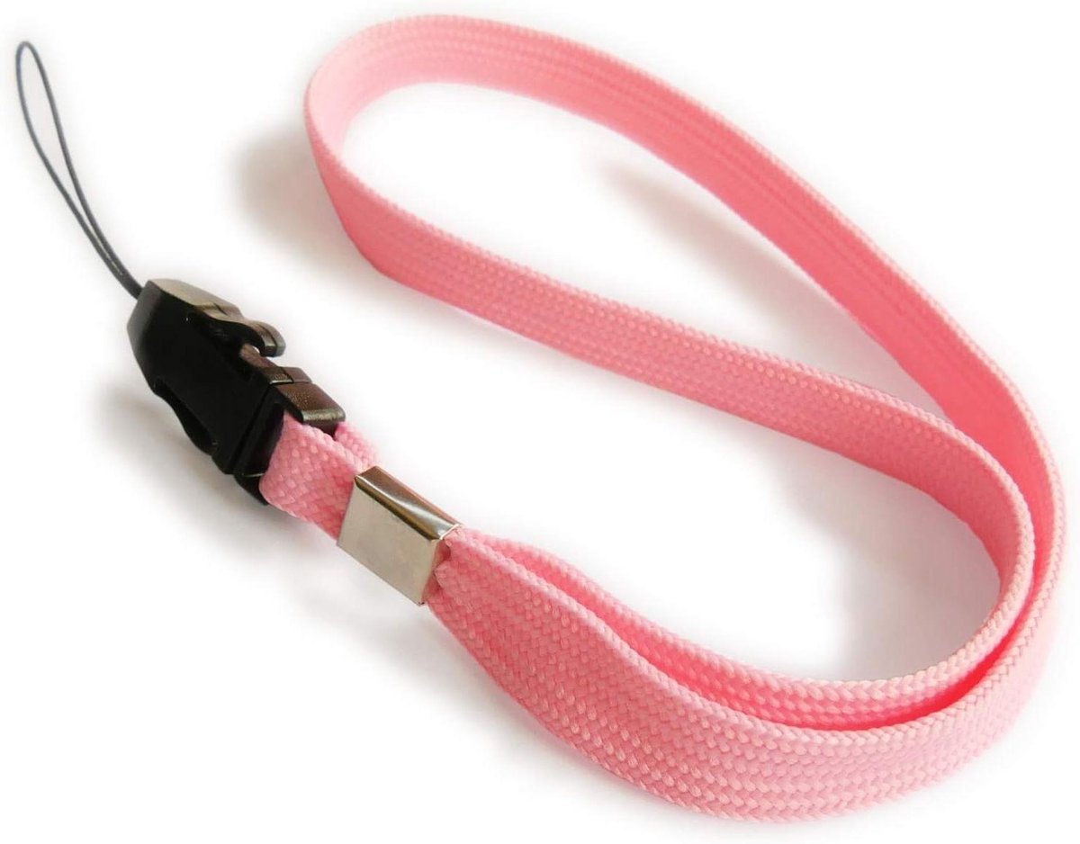 Korte Draagriem - Polsband Lanyard - Voorwerpen Veilig Dragen - Afneembare Lus - 26 cm Lengte - Roze