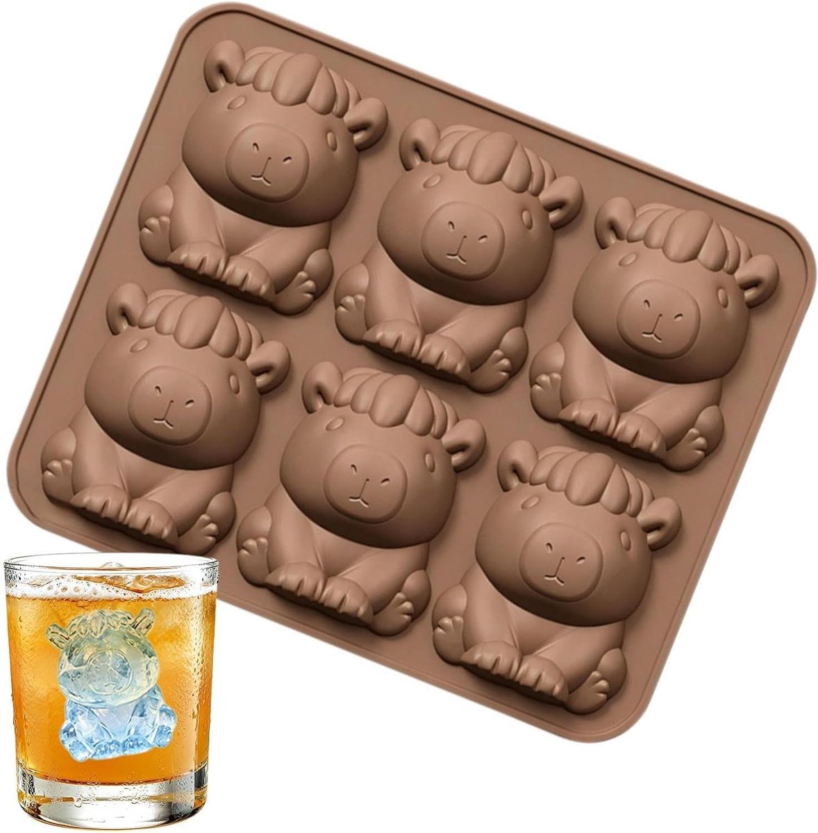 IJsvormen Cocktails - Drank Accessoires - Dranken Koelen - Langzaam Smeltend - 6 Vakjes - Bruin