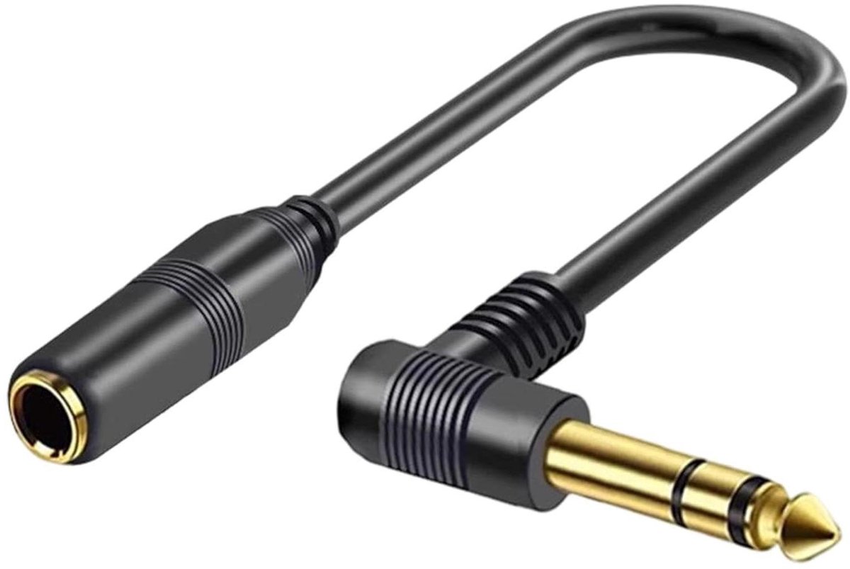 Gitaar Verlengkabel - Audio Kabel - Muziek Optredens - Haakse Adapter - 30 cm - Zwart
