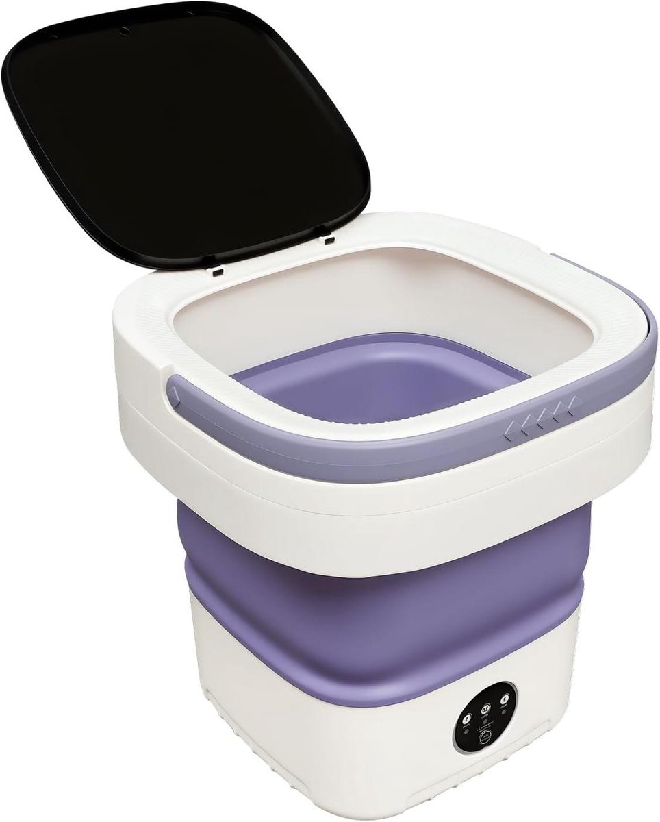 Mini-wasmachine Opvouwbaar apparaat Kleine was Met centrifuge 12 liter Paars
