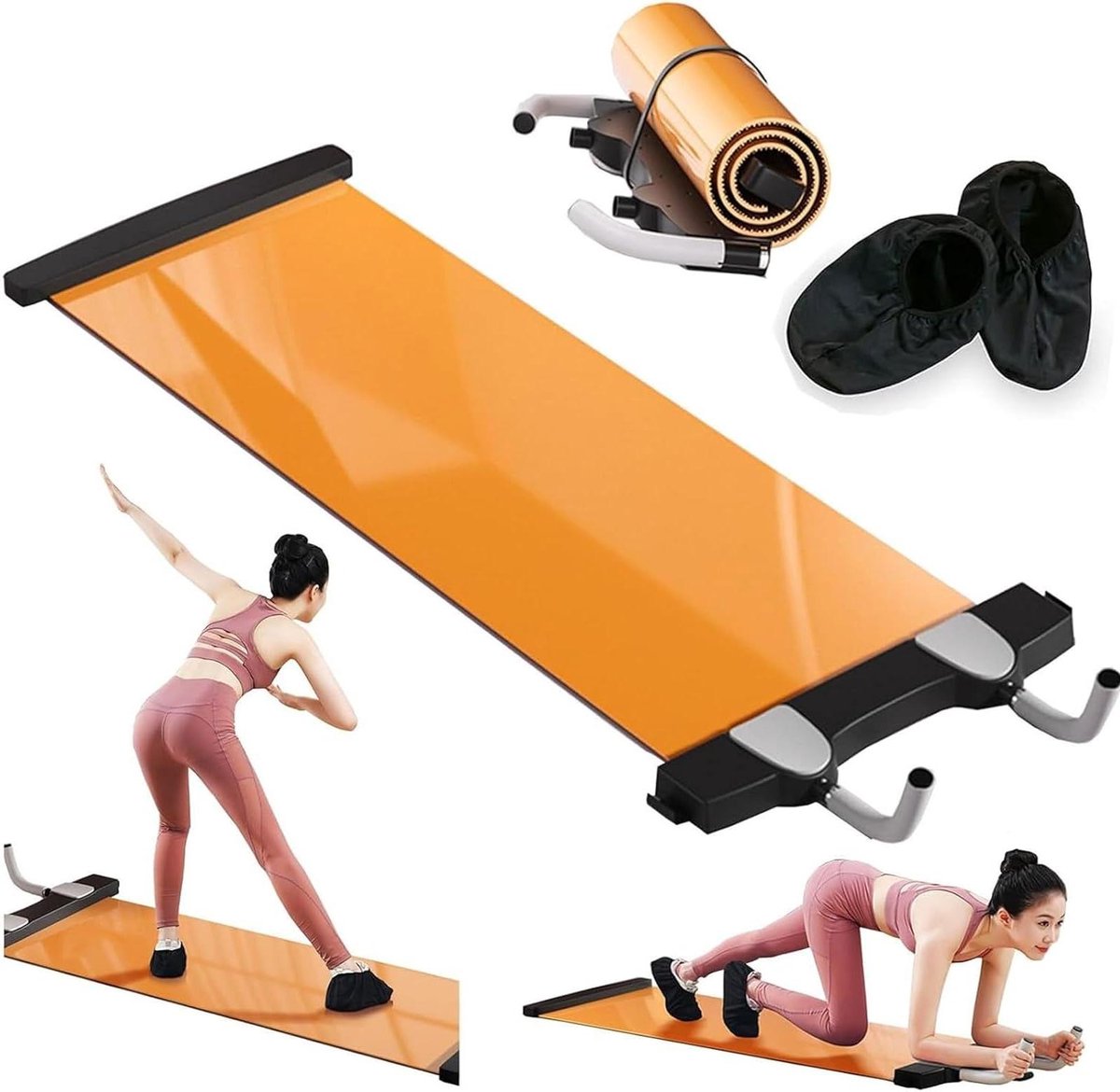 Glijmat Fitness - Oefen Plank - Indoor Training - Glad Antislip Oppervlak - 160cm - Geel