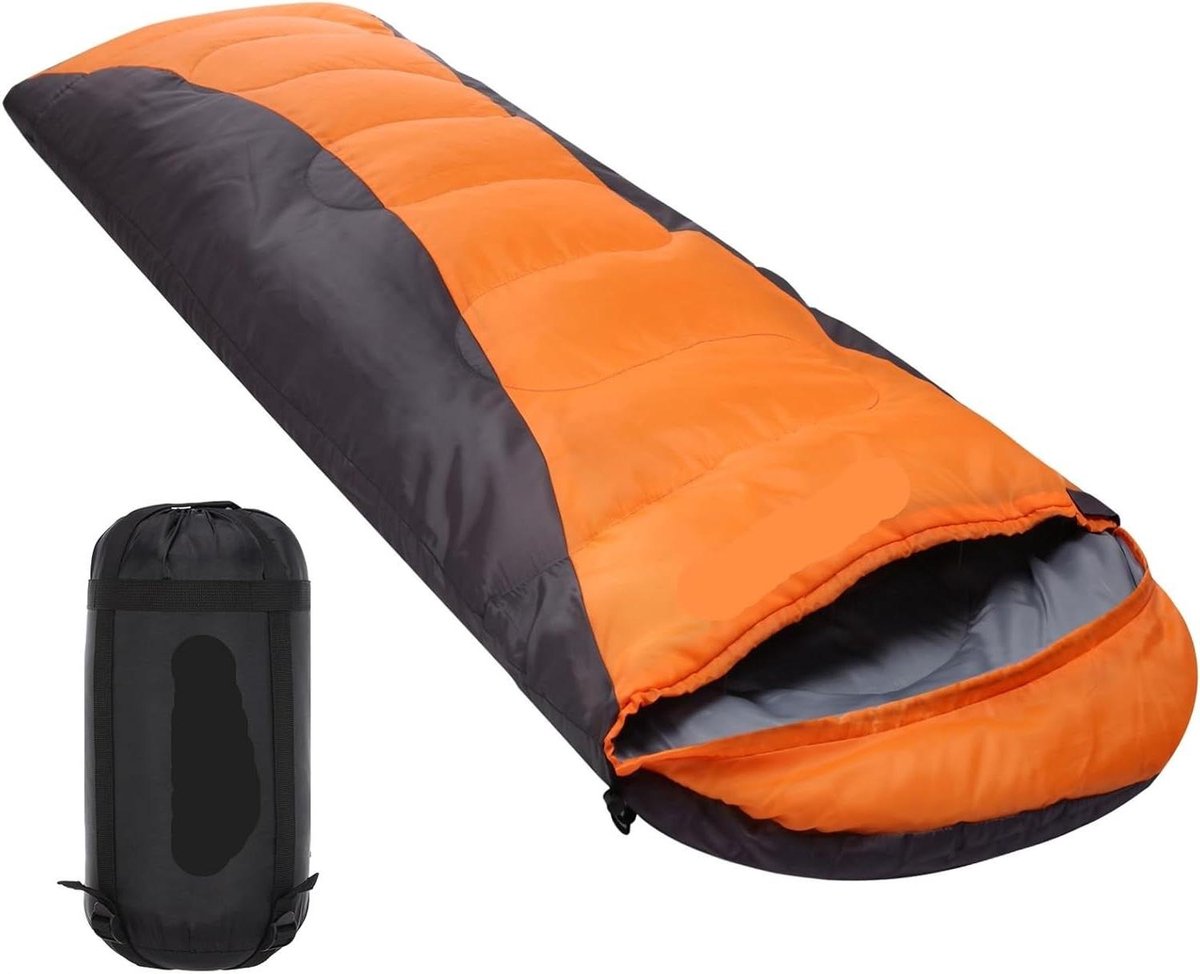 Kampeerslaapzak - Outdoor slaapzak - Kamperen en reizen - Waterafstotend polyester - One size - Oranje Grijs