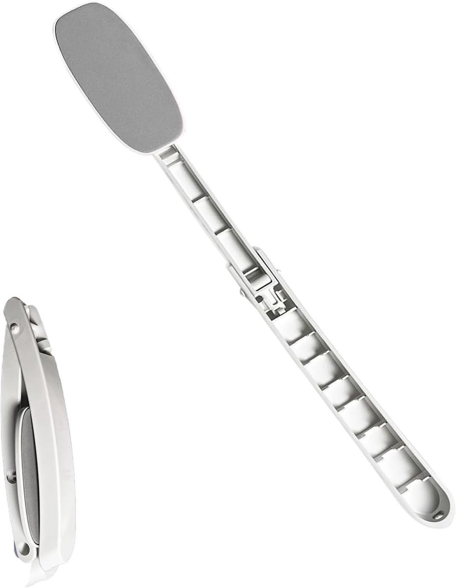 Verstelbare Rugcrème Applicator met Lange Handgreep - Ideaal voor Lichaamsverzorging, Zalf en Lotion Toepassing (Lichtgrijs)