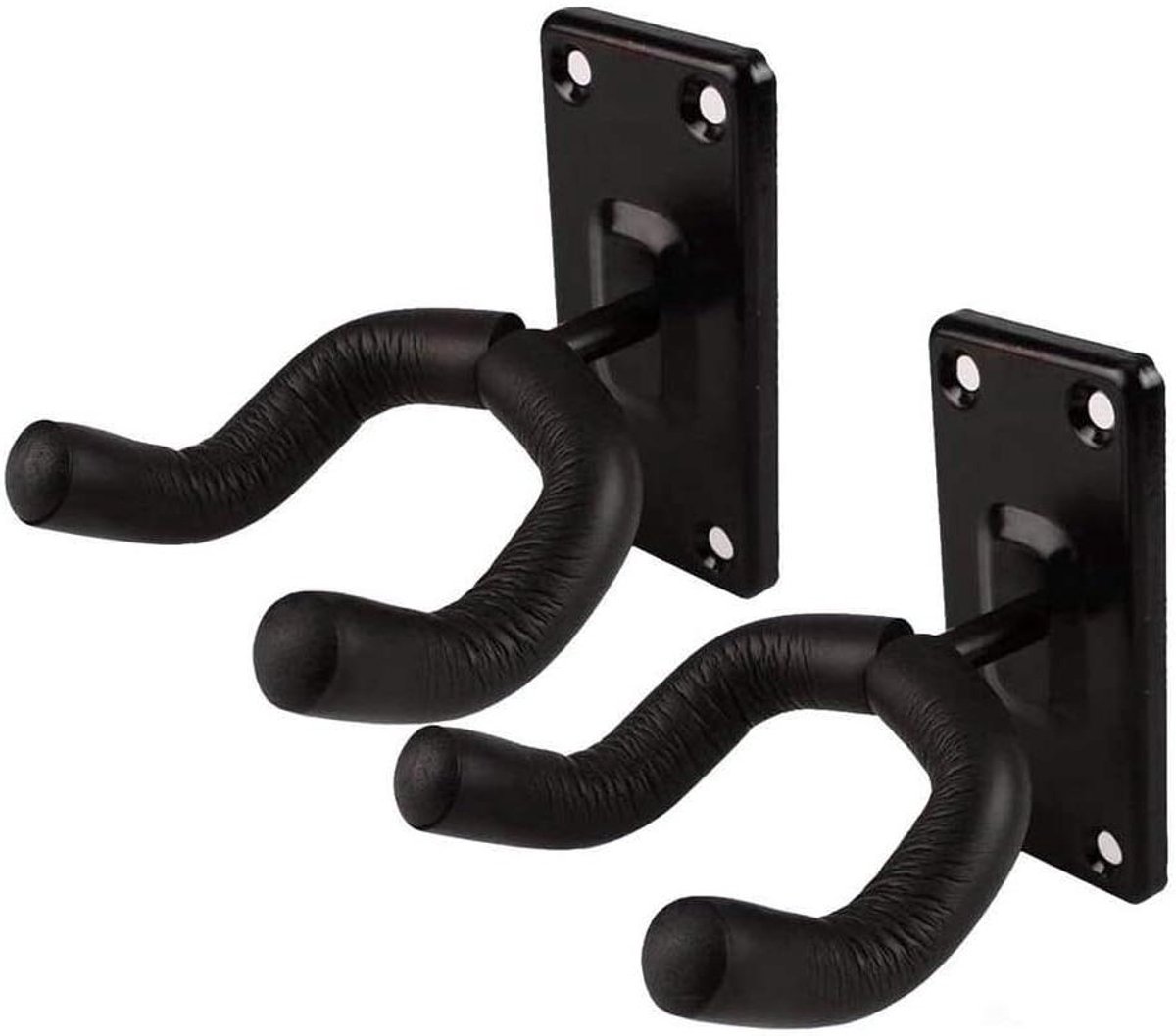 Gitaar Hanger - Muur Mount - Instrumenten Opslag - Zachte Bescherming - Set van 2 - Zwart