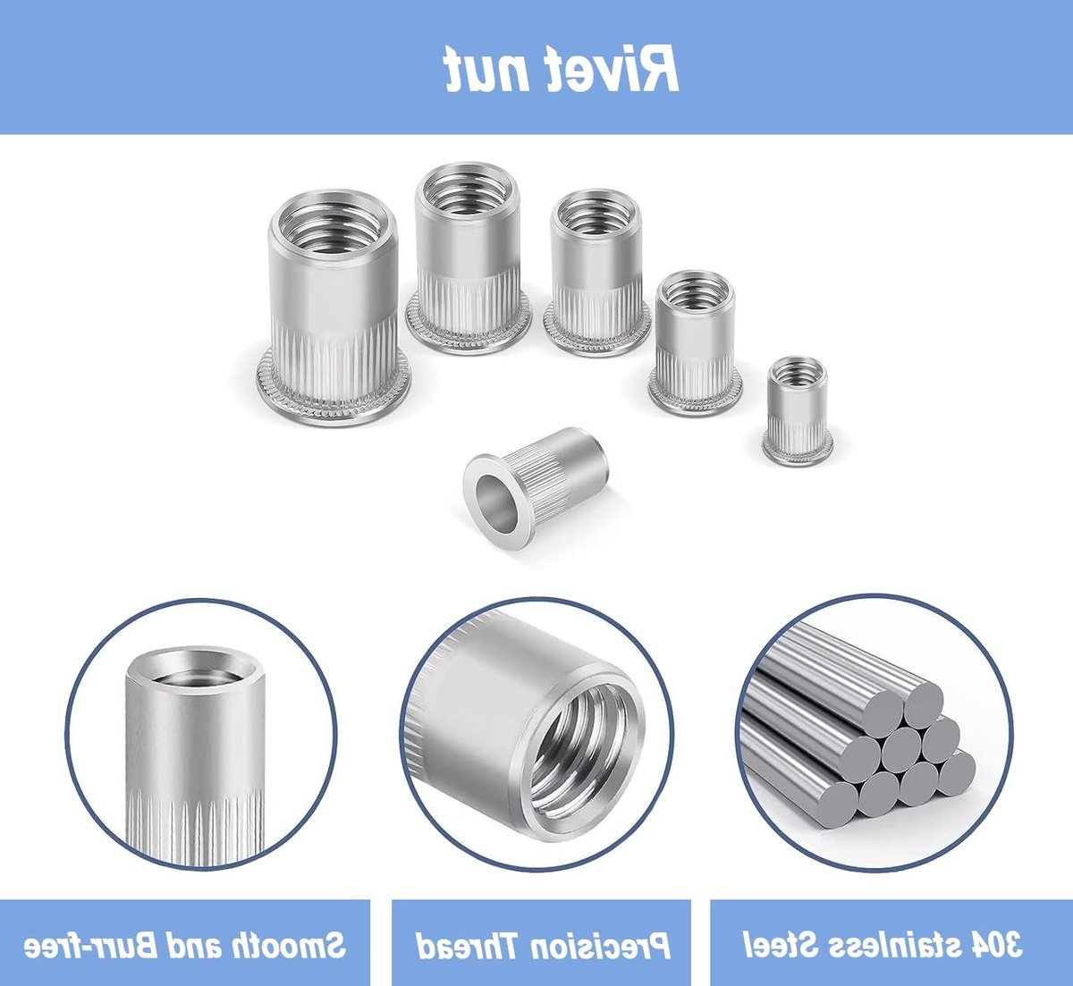 Set van 30 RVS Rivet Nuts M5 - Countersunk en Flat Head - Ideaal voor Bevestiging in Metaal, Fiberglas en Kunststof