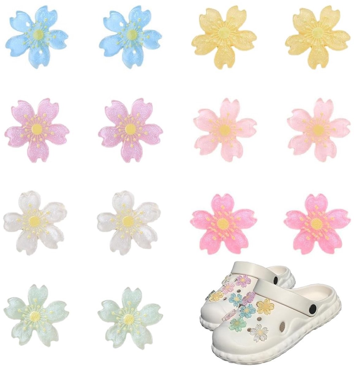 Cosensi - Dailygoods - Set van 14 Bloemenschoenbedels in 7 Kleuren voor Sieraden