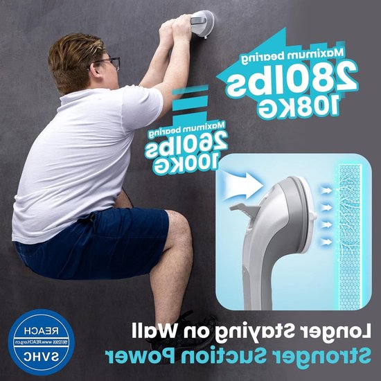 Veiligheidsbeugel voor Badkamer, 31 CM Zilver, Sterke Douche Gripper met Max. Draagkracht van 110KG voor Valpreventie en Ondersteuning — afbeelding 5