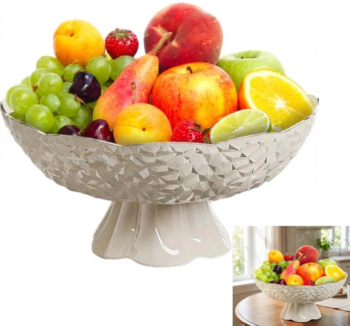 Cosensi - Dailygoods - Grote Witte Fruitschaal met Afvoergat voor Opberging