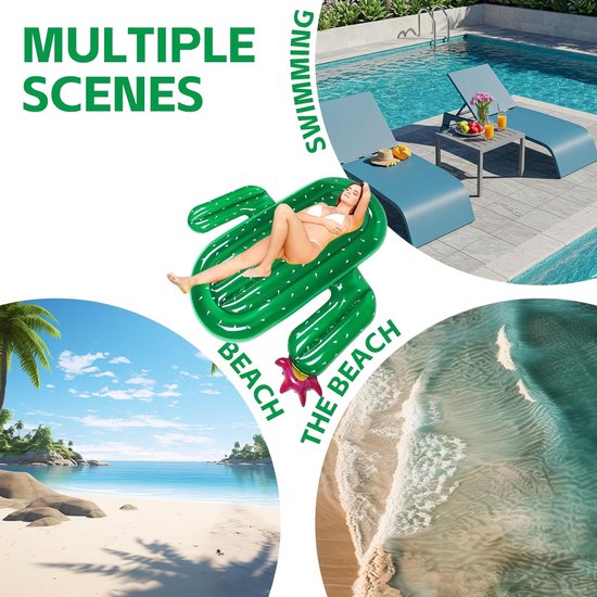 Opblaasbaar Matras - Waterhangmat Drijver - Ontspannen in water - Dubbele luchtkamers - 170 x 62 cm - Cactus — afbeelding 2