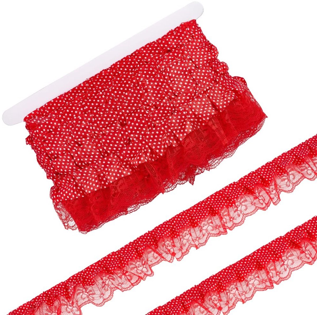 Dailygoods - 20 m Rode Gerimpelde Randversiering voor DIY-projecten