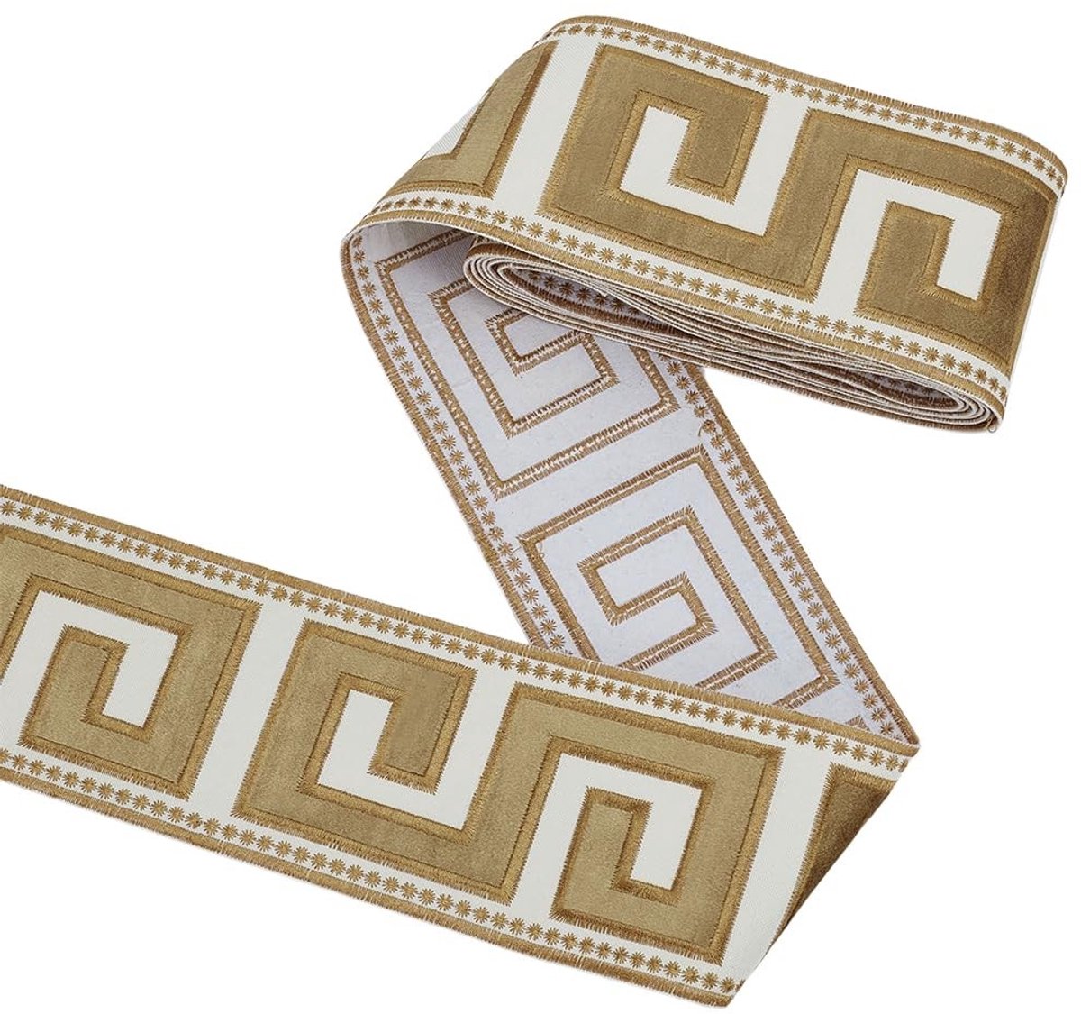 Dailygoods - Geborduurde Rand van Polyester in Kameelkleur