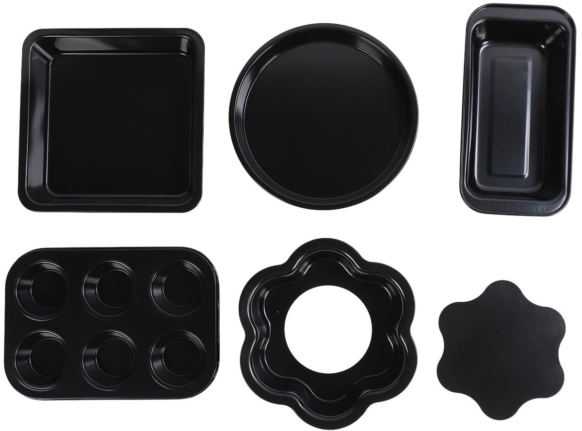 Dailygoods - 6-Delige Bakvorm Set met Losse Bodem en Siliconen Handgreep