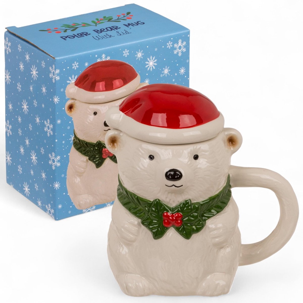Dailygoods - Kerstmok met Deksel voor Warme Dranken in Feestelijke Stijl