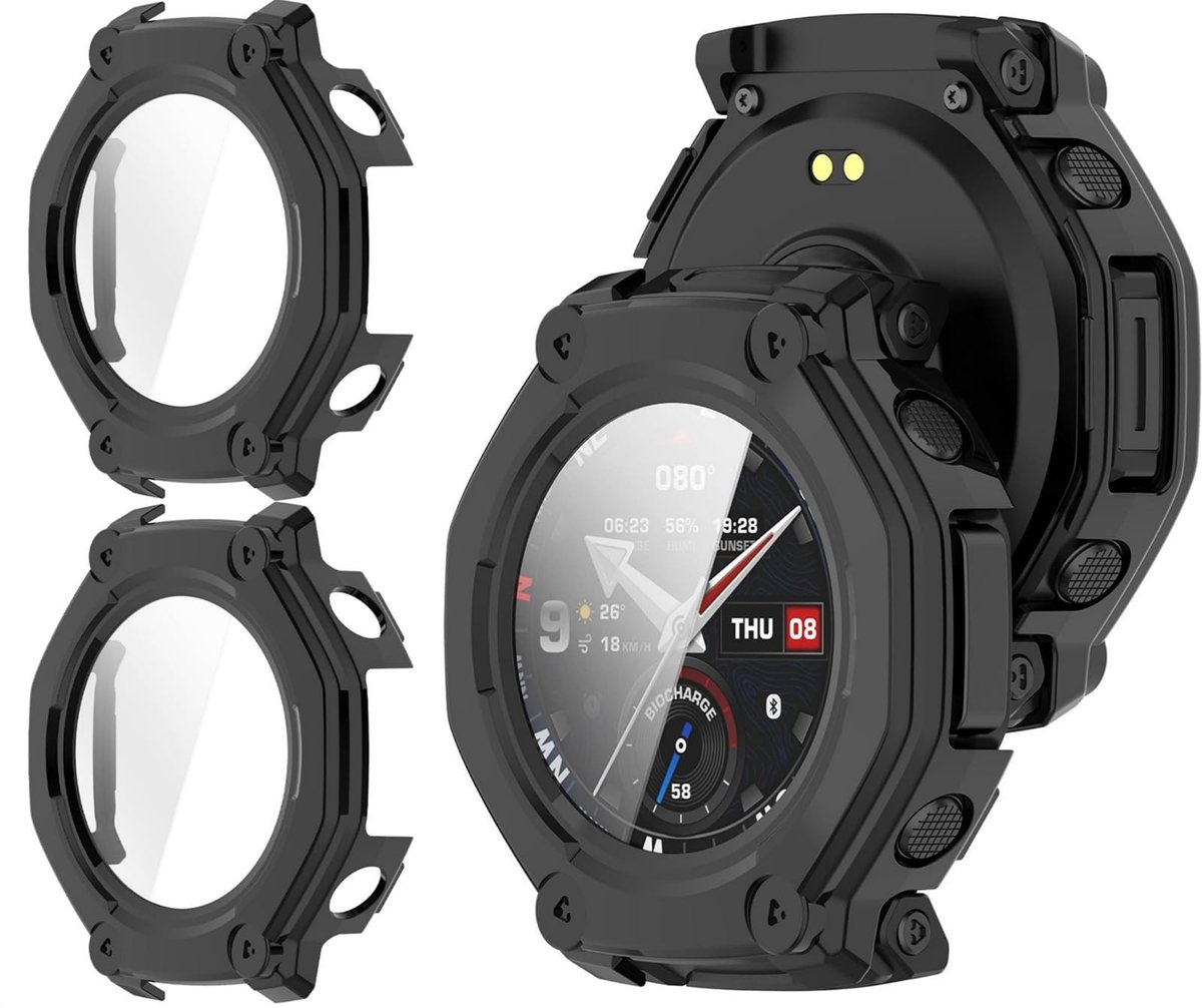 Dailygoods - Hoes voor Amazfit T-Rex 3 Pro met Glazen Beschermfolie