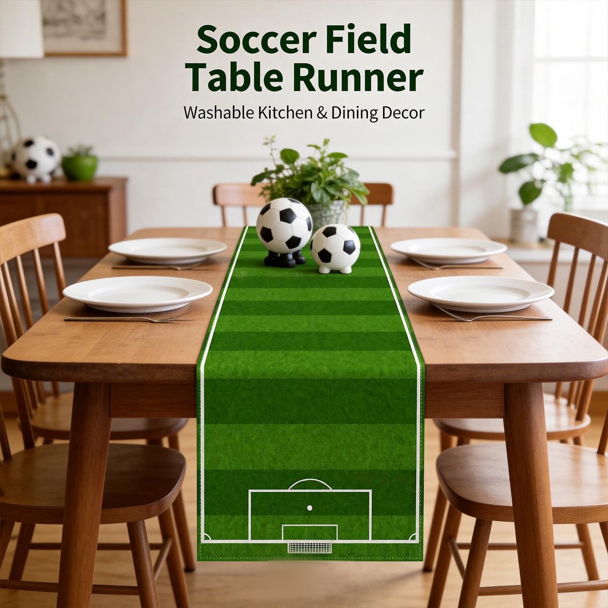 Dailygoods - Voetbal Tafelloper voor Feestelijke Decoratie