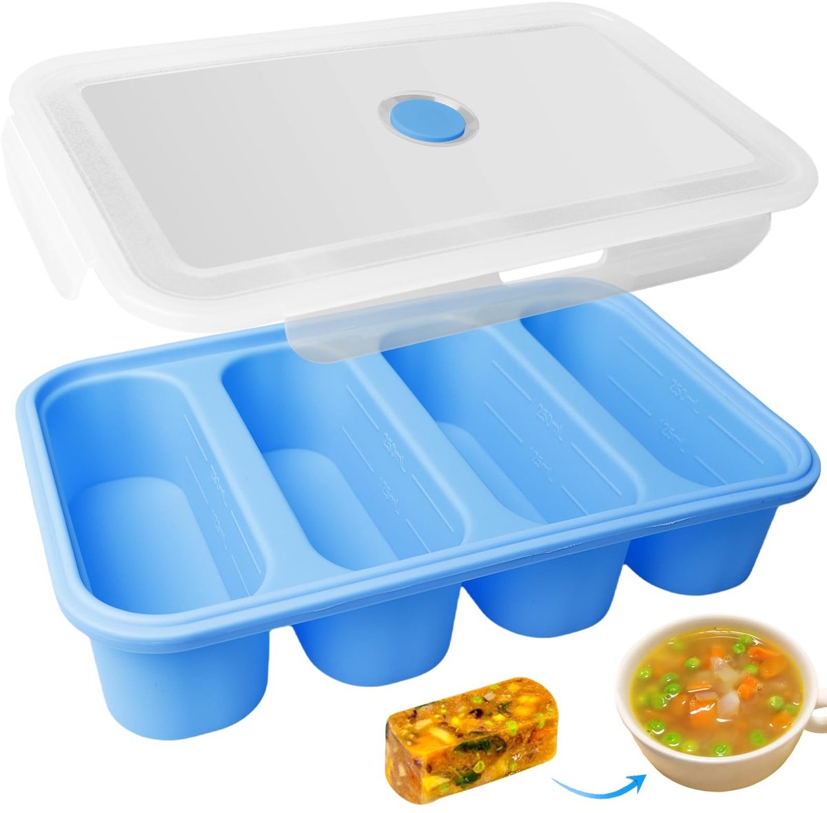 Dailygoods - Siliconen Vriescontainer met Deksel voor Soep en Bouillon
