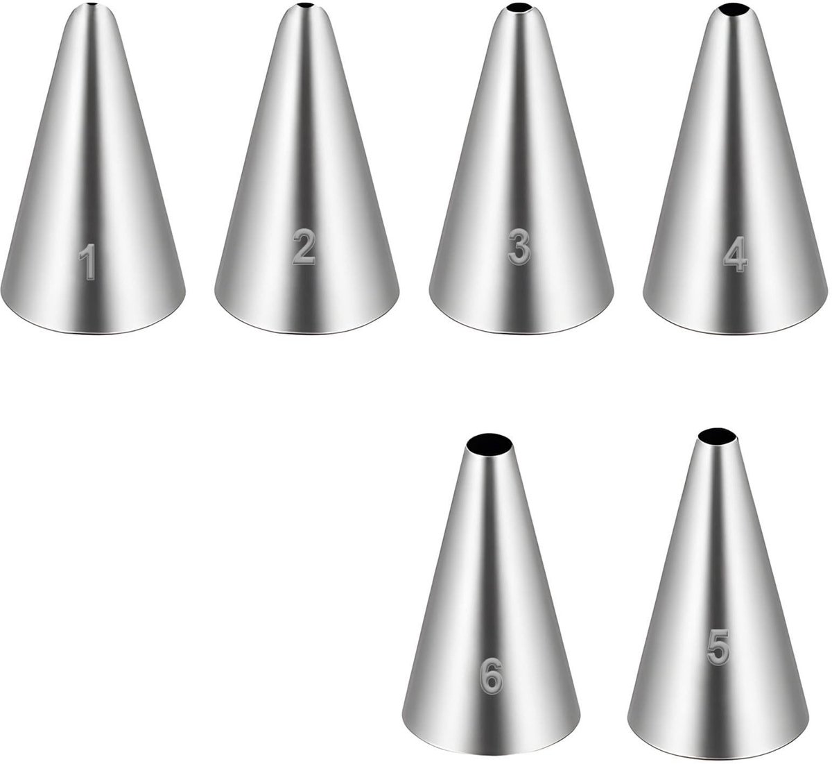 Dailygoods - Set van 6 Ronde Spuitmonden voor Taartdecoratie