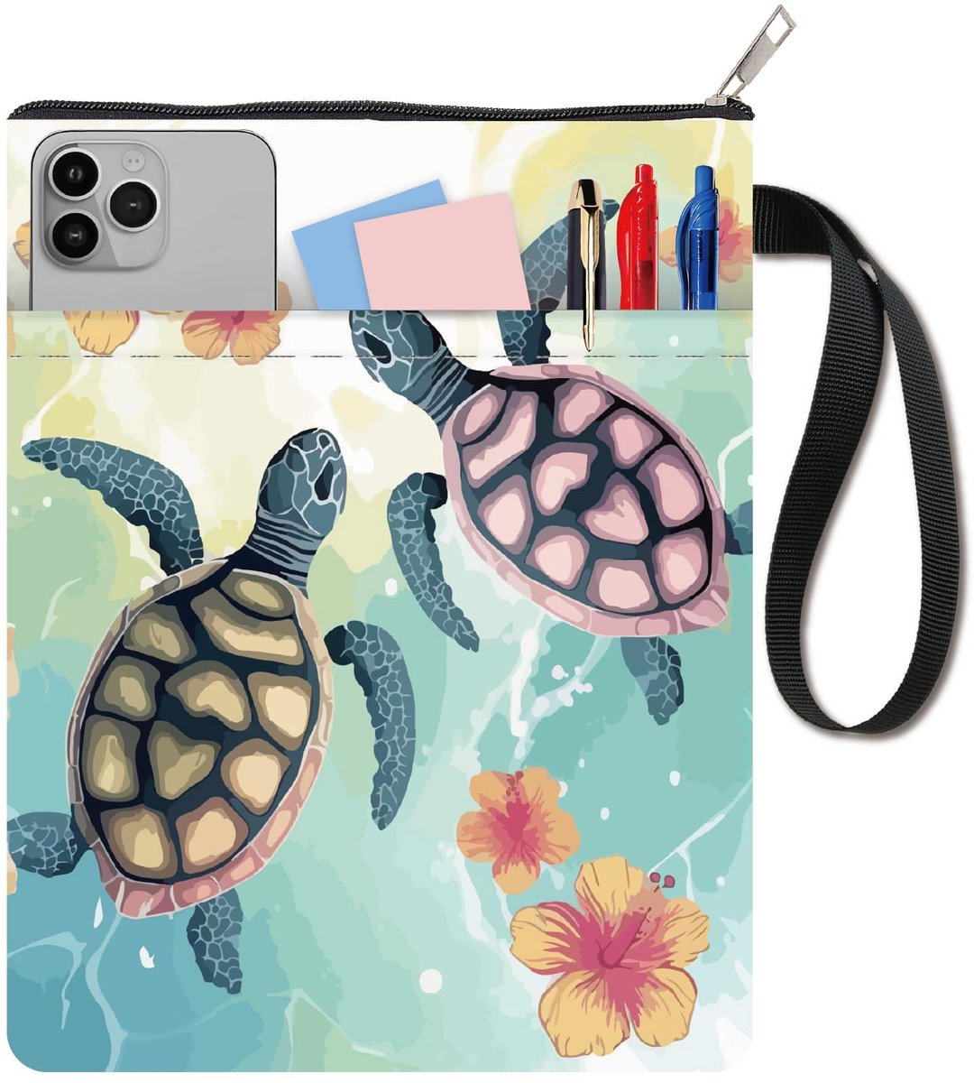 Dailygoods - Schildpad Boekhoes met Rits voor Paperbacks 28 x 21 cm Wasbaar