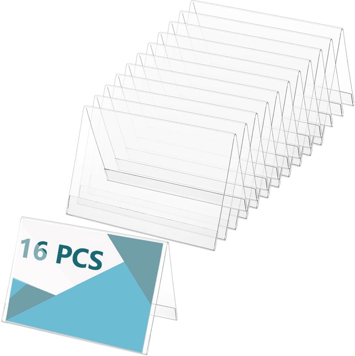 Dailygoods - Innovra - Cosensi - 16 Stuks Naamplaathouders voor Bureau met PET-kast