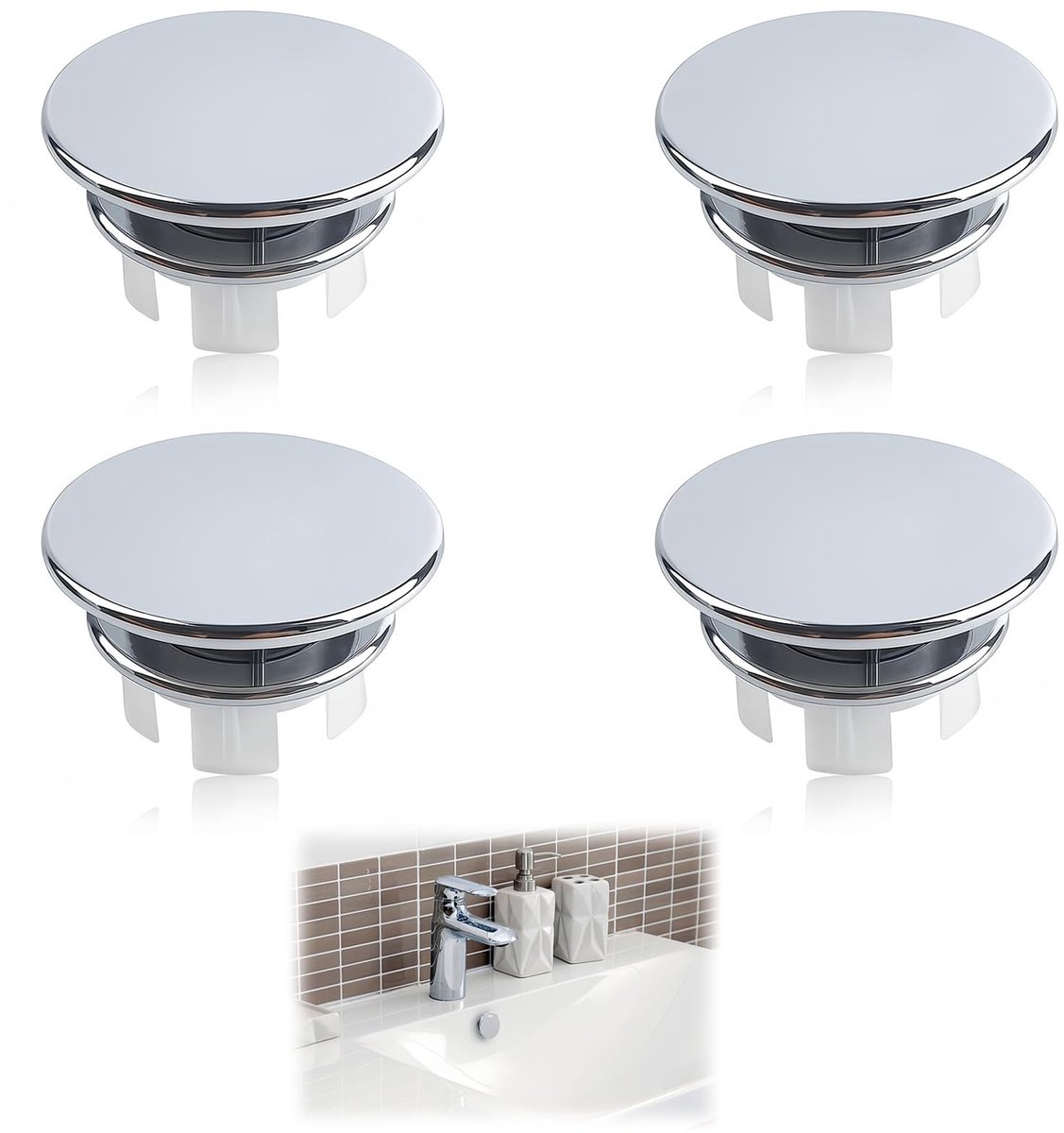 Dailygoods - Set van 4 Ronde Overloopafdekkingen voor Badkamer en Keuken