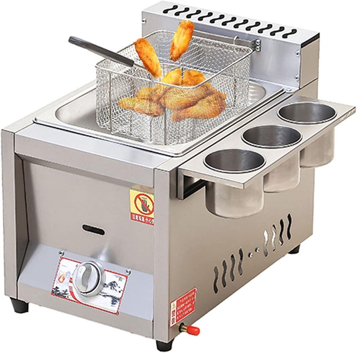 Frituurpan RVS - Friteuse Gas - Thuis Frituren - Grote Capaciteit - 4-6 Personen - Zilver