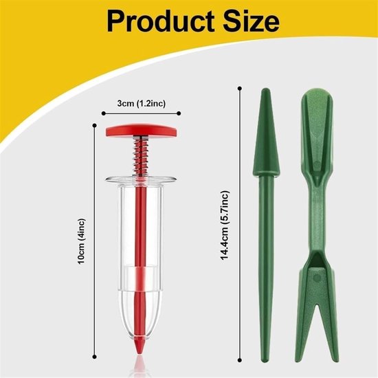 Mini-zaadstrooier, mini-zaaizaaddispenser, klein zaadplantergereedschap, handmatige zaailingendibber en widgerset, draagbare zaadzaaierstrooier for kleine zaden(Set A) van MINI — afbeelding 2