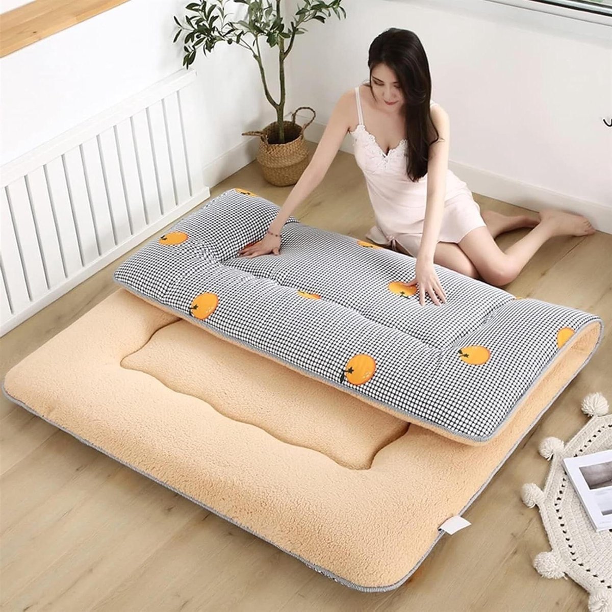 Opvouwbare Matras - Vloermatras Futon - Comfortabel Slapen - Verbeterde Structuur - 100x200cm - Oranje