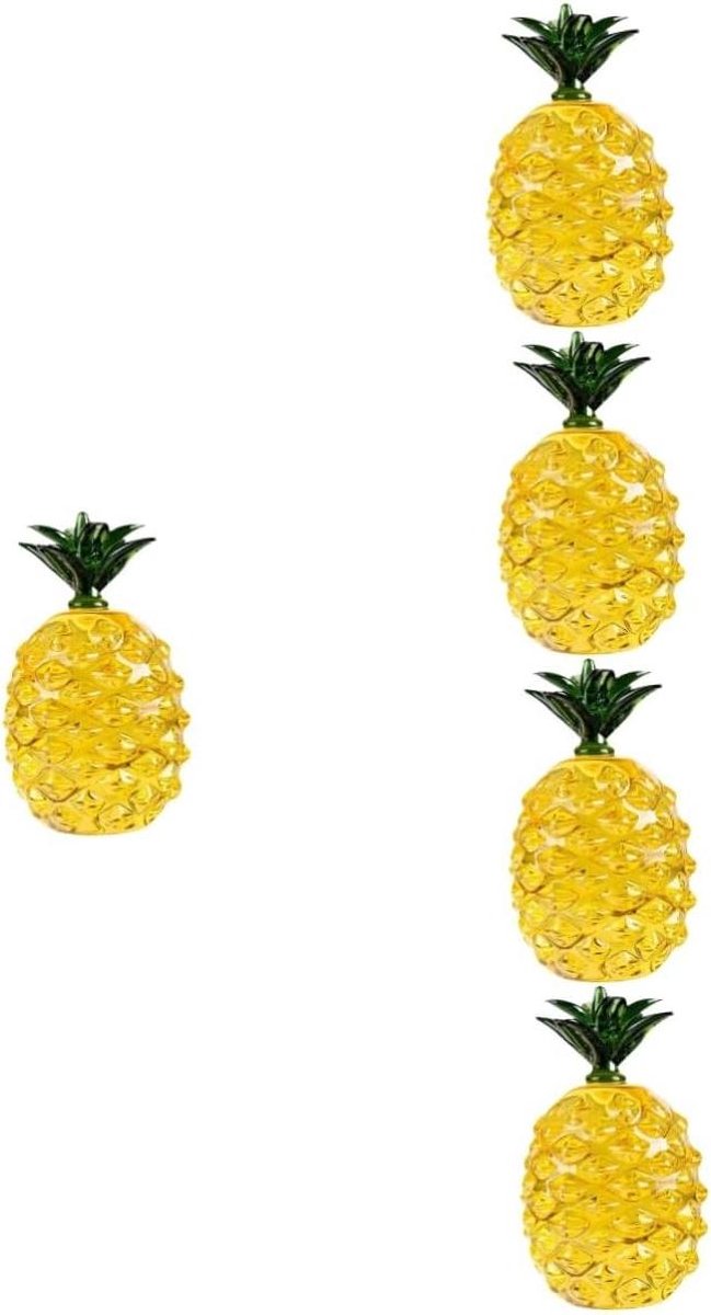 Kristallen Ananas Ornament - Decoratie Beeldje - Woonkamer Decoreren - Set van 5 stuks - 7.50X4.00CM - Gekleurd