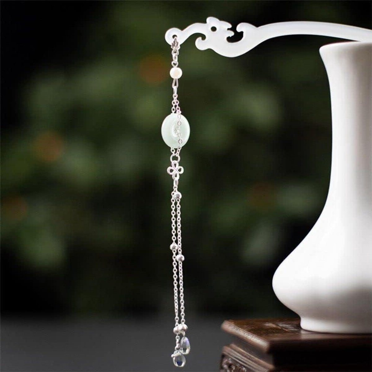 Haarspeld - Haarstick Kwastje - Haar Opsteken - Chinese Stijl - 3x2x1 cm - Groen