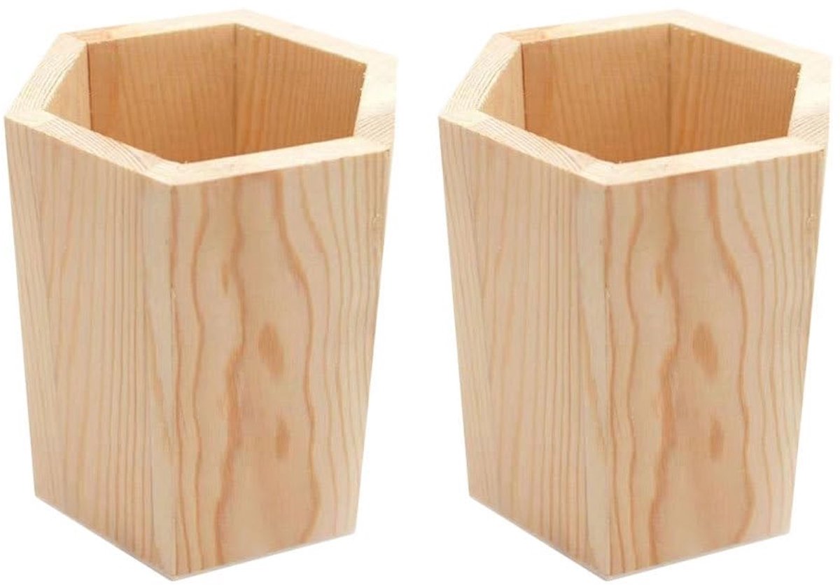 Dailygoods - Innovra - Dailygoods - Dailygoody - Houten pennenhouder - Pennenorganizer - Mini-bureau-organizer - Geometrisch ontwerp - Voor kantoorbenodigdheden - 10 stuks