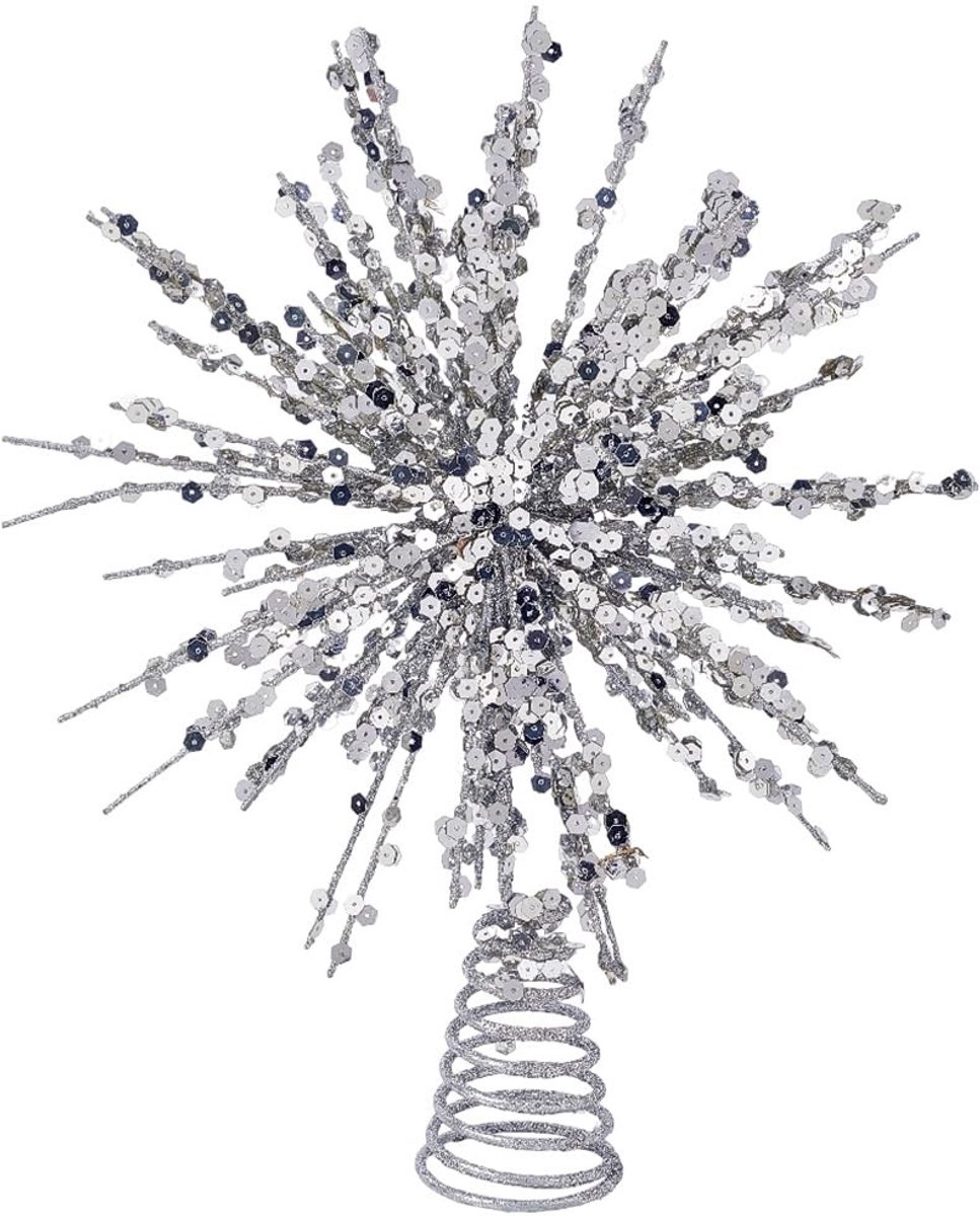 Dailygoods - Zilveren Ster Kerstboom Topper met Verlichting