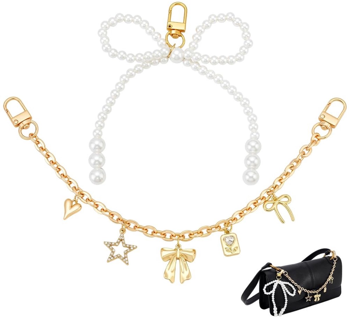 Dailygoods - Gouden Decoratieve Tashangers met Ketting en Knoop