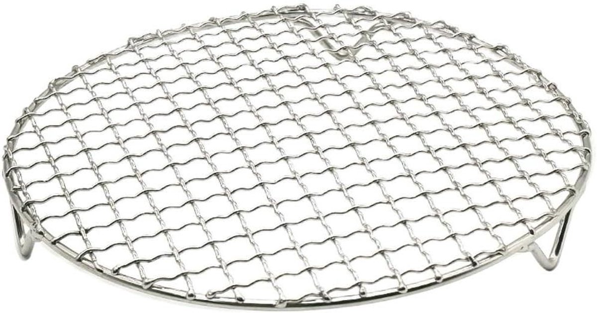 Grillrek Rond - Barbecue Accessoire - Buiten Koken - Stabiele Poten - 25 cm - Zilver