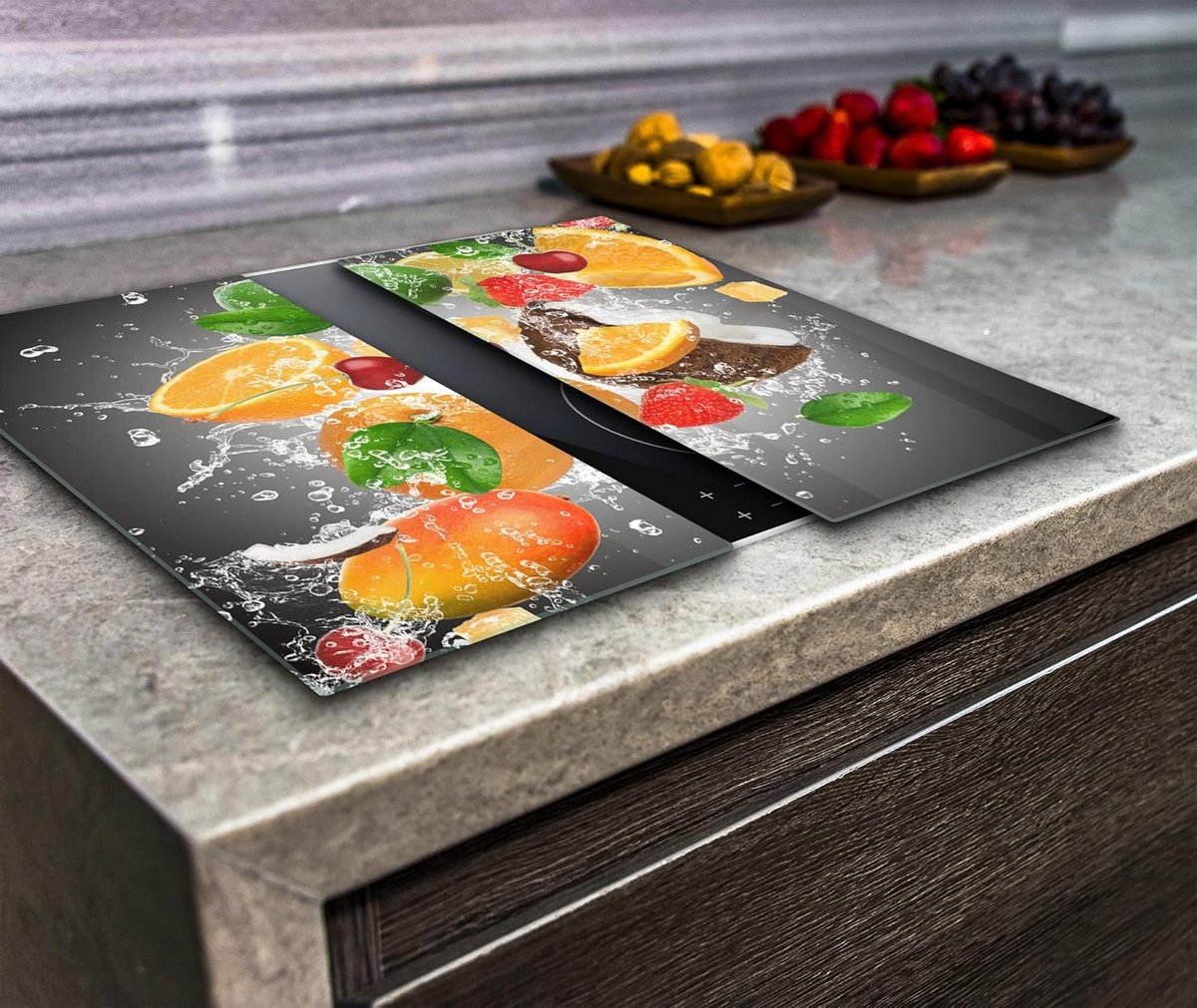 Kookplaat Beschermers - Werkblad Covers - Keuken Werkruimte - Gehard Glas - 2x 30x52 cm - Grijs