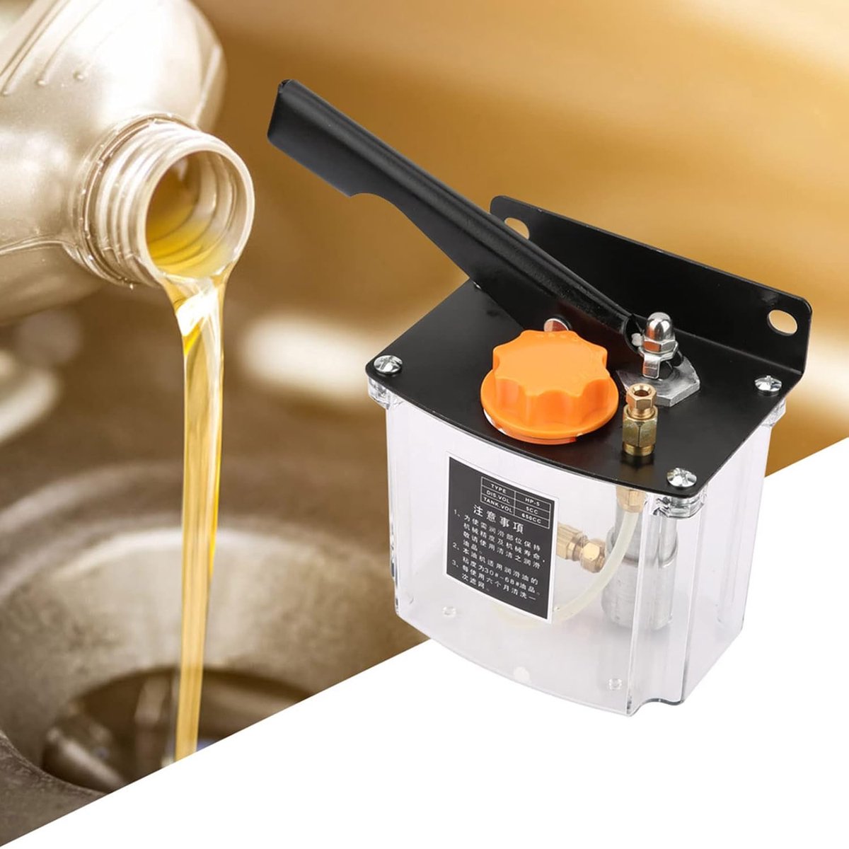 Handmatige smeerpomp links bediend 650CC capaciteit 4 mm olie-uitlaat voor CNC-werktuigmachines en industriële apparatuur