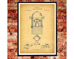 WallBuddy Vuurtoren Print Vuurtoren Decor Vuurtoren Lantaarn Patent Print Vuurtoren Poster Grote Poster Print Invention Licht Huis Blauwdruk WB253