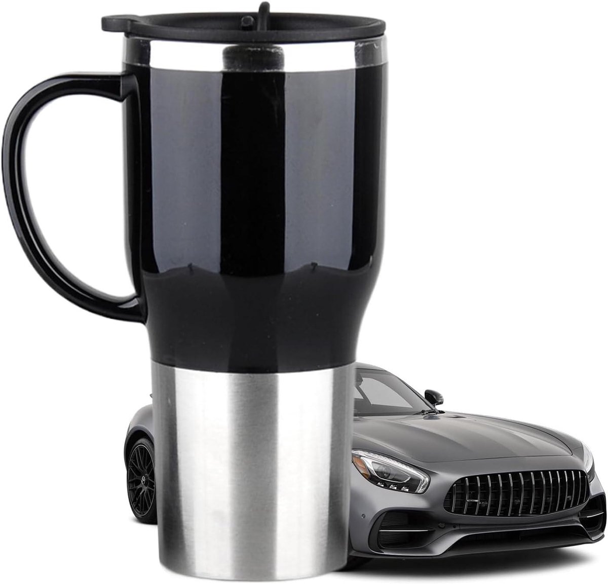 Auto Waterkoker - Reis Mok - Warme Drank Onderweg - Met Handvat - 450ml - Zwart