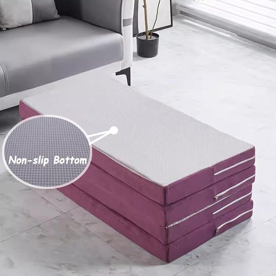 Opvouwbare Matras - Logeerbed Vloer - Kamperen en Reizen - Wasbare Hoes - 200 x 60 x 8 cm - Grijs — afbeelding 5