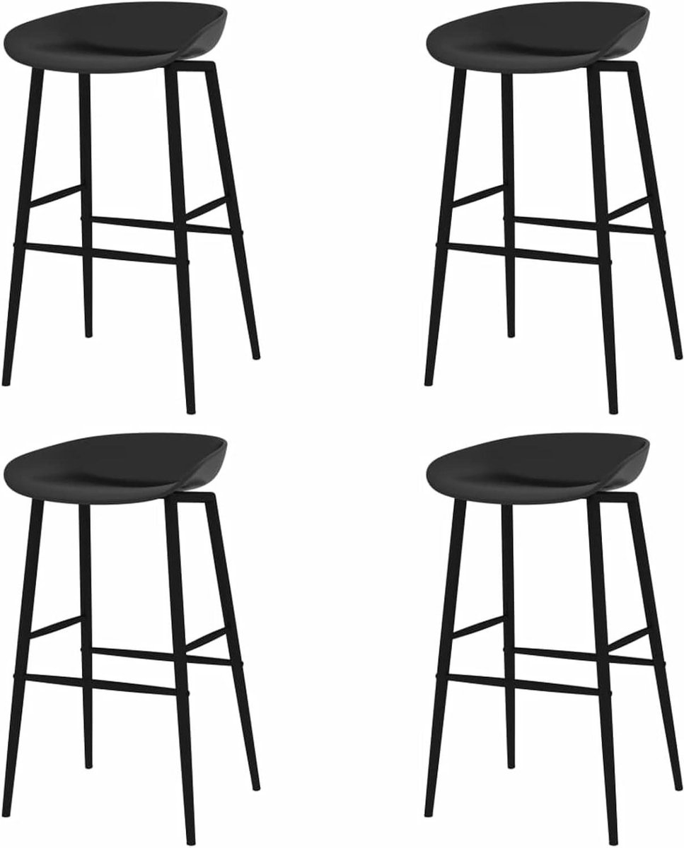 Barstoelen Set - Hoge Stoelen - Ontspannen Zitten - Ergonomisch Ontwerp - 4 stuks - Zwart