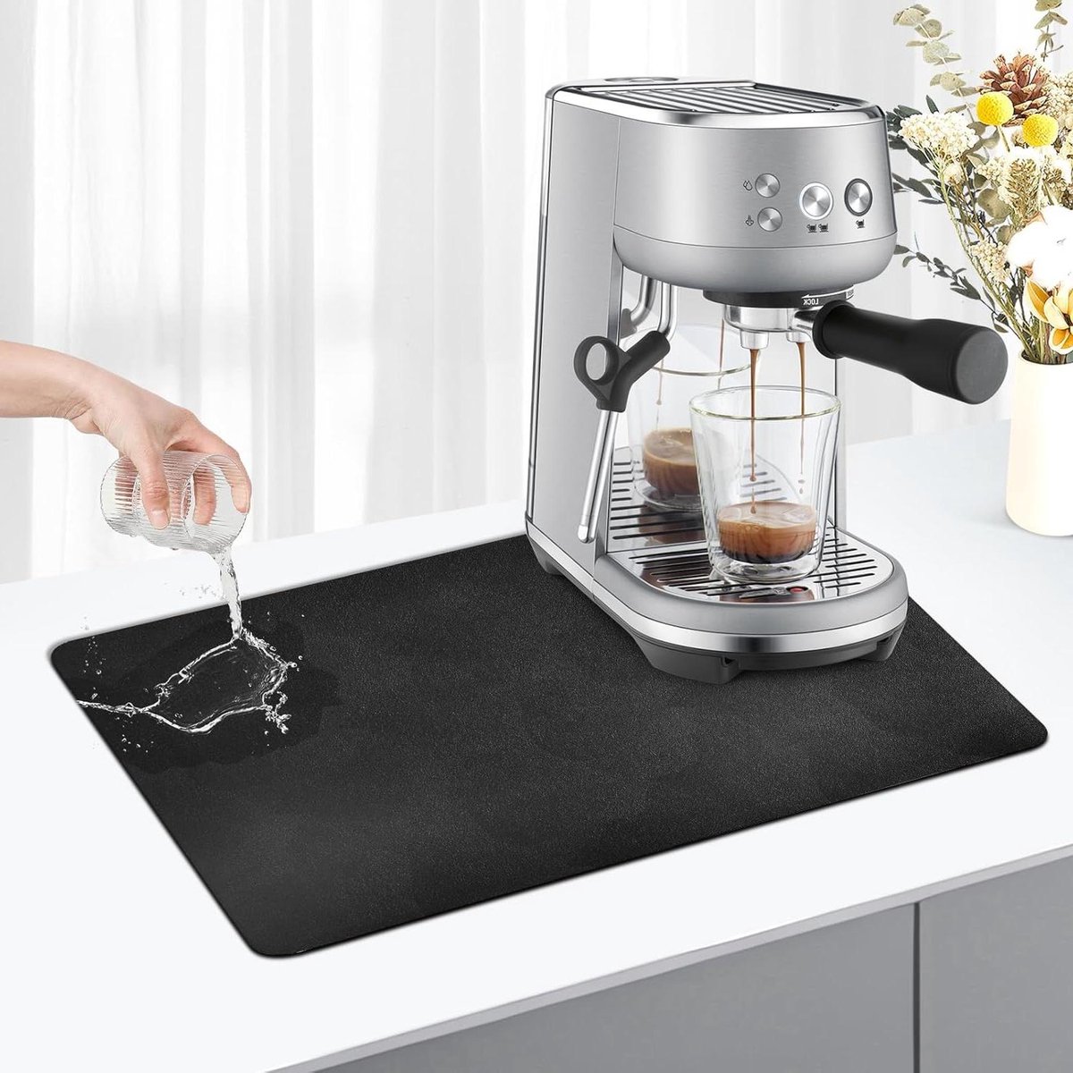 Afdruipmat - Droogmat Keuken - Servies Drogen - Super absorberend - 40x70 cm - Zwart